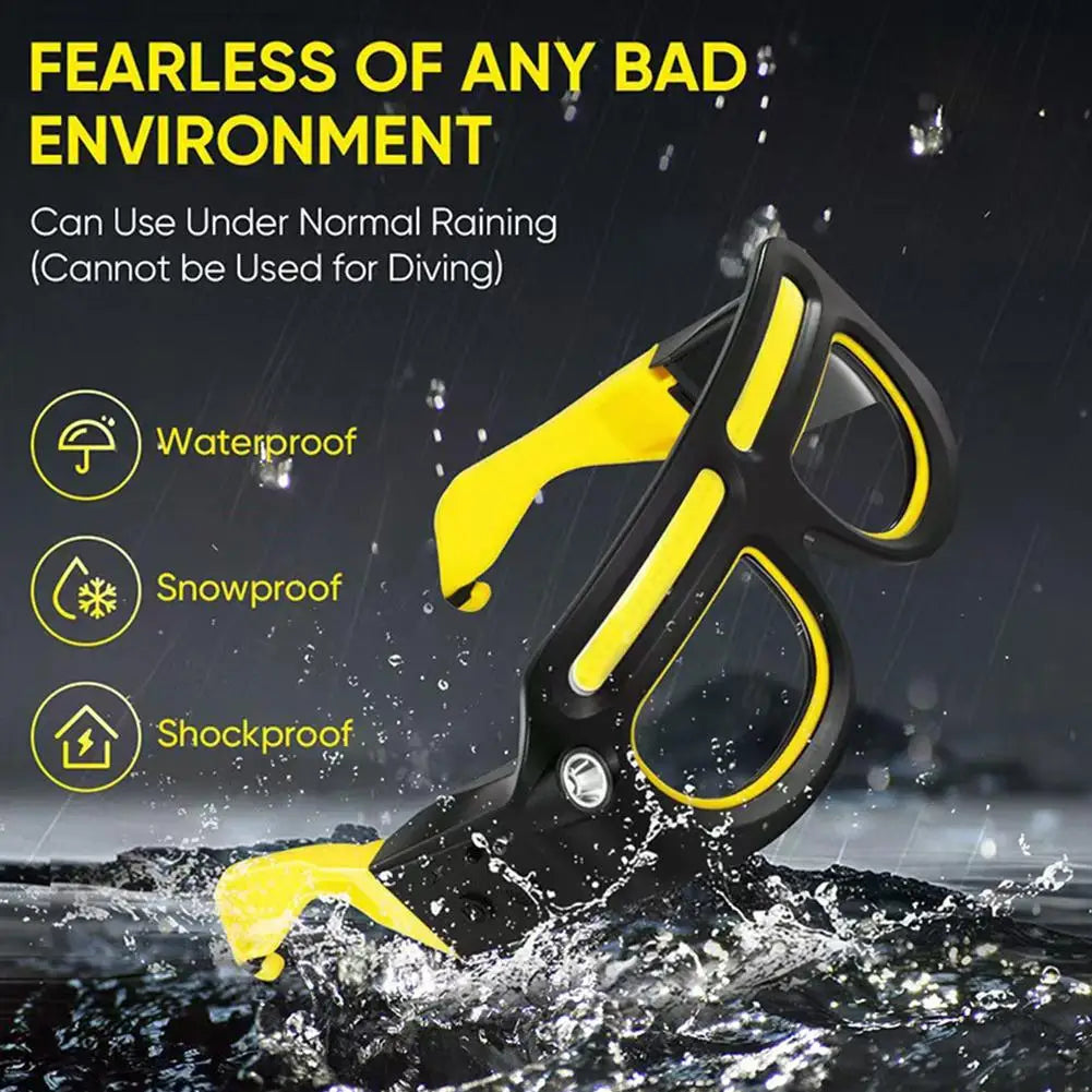 Rechargeable LED Safety Glasses with Detachable Sunglasses - Multifunctional Headlamp for Car Maintenance and Work!