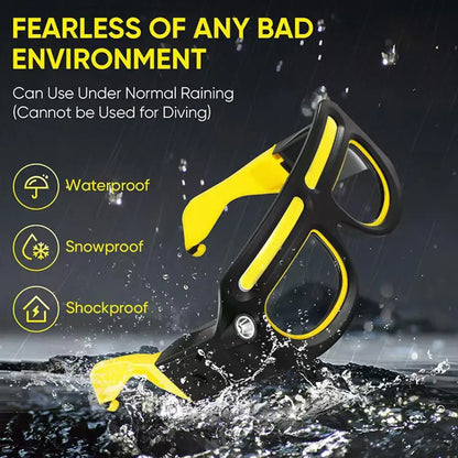 Rechargeable LED Safety Glasses with Detachable Sunglasses - Multifunctional Headlamp for Car Maintenance and Work!